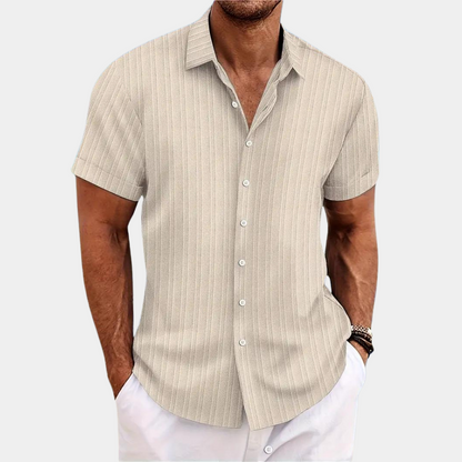 Kurzarmhemd – leichtes Sommerhemd mit Knöpfen für Herren-Beige-S-Chaps Herrenmode