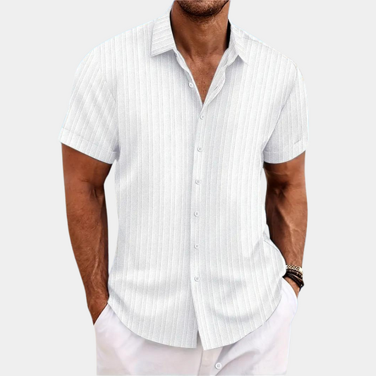 Kurzarmhemd – leichtes Sommerhemd mit Knöpfen für Herren-Weiß-S-Chaps Herrenmode