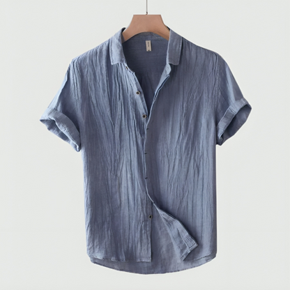 Kurzarmhemd – locker geschnitten – leicht – Button-down-Hemd – Herrenhemden-Blau-S-Chaps Herrenmode
