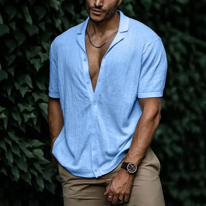 Kurzarmhemd mit Knopfleiste | Leicht | Lockere Passform | Poloshirt | Herrenhemden-Chaps Herrenmode