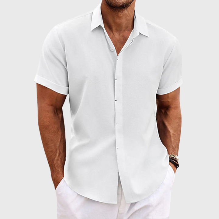 Kurzarmhemd – zum Knöpfen – Sommer – Leinenhemd – Herrenhemden-Weiß-XS-Chaps Herrenmode