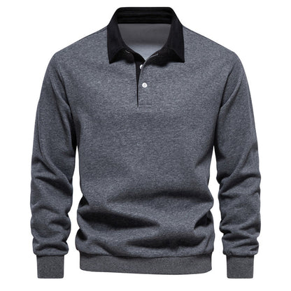 Langarm-Polo | Freizeit | Halbgeknöpft | Pullover-Polo | Herrenbekleidung-Grau-S-Chaps Herrenmode