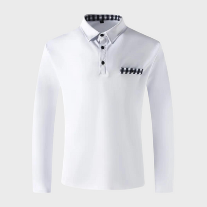 Langarm-Polohemd – halbe Knopfleiste – Umlegekragen – Langarmhemd – Herrenhemden-Chaps Herrenmode