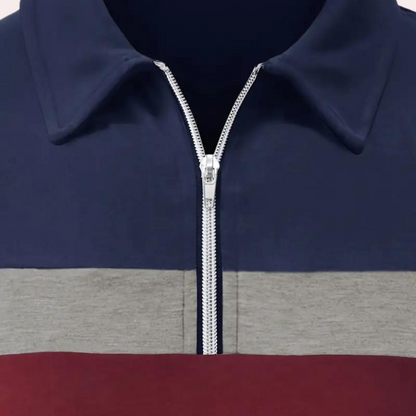 Langarm-Poloshirt – Langarm-T-Shirt mit Kragen und Viertelreißverschluss für Herren-Chaps Herrenmode