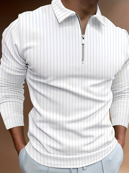 Langarm-Poloshirt | Viertelreißverschluss | schmale Passform | Polo mit halbem Reißverschluss | Herrenpullover-Chaps Herrenmode