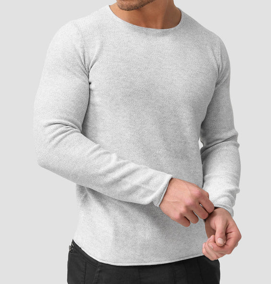 Langarm-Shirt – Lässiger Rundhalspullover für Männer-Optisch Weiß-XS-Chaps Herrenmode