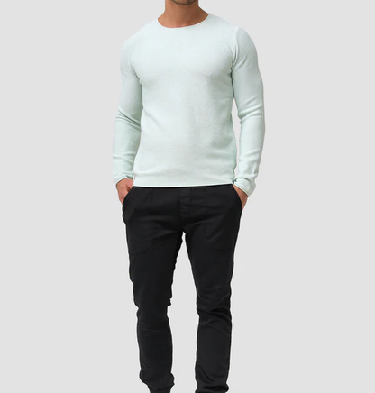Langarm-Shirt – Lässiger Rundhalspullover für Männer-Stille Welle-XS-Chaps Herrenmode