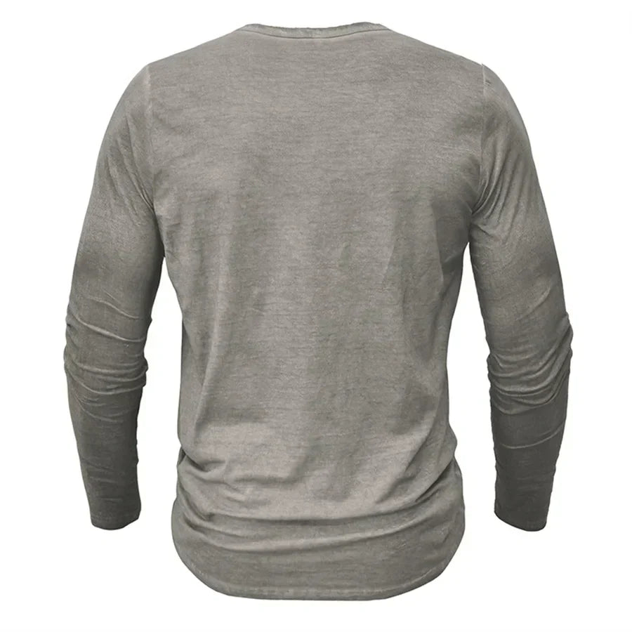 Langarm-T-Shirt – Halbknopfleiste – Pullover – Henley-Shirt – Herrenhemd-Chaps Herrenmode