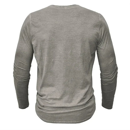 Langarm-T-Shirt – Halbknopfleiste – Pullover – Henley-Shirt – Herrenhemd-Chaps Herrenmode