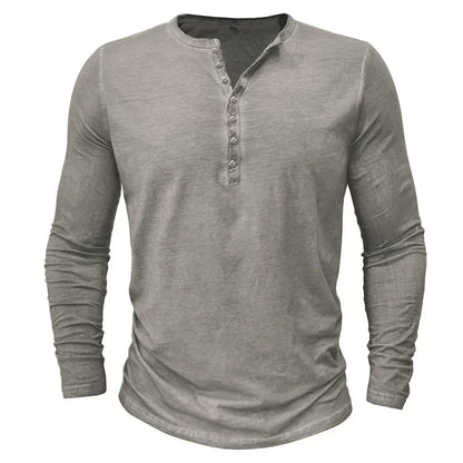 Langarm-T-Shirt – Halbknopfleiste – Pullover – Henley-Shirt – Herrenhemd-Chaps Herrenmode