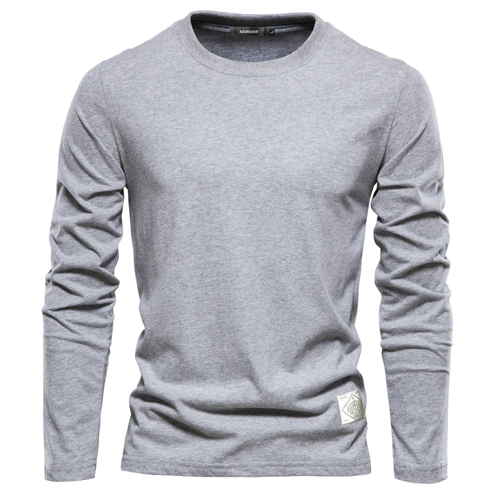 Langarm-T-Shirt | Rundhalsausschnitt | Einfarbig | Langarm-Weste | Herrenbekleidung-Chaps Herrenmode