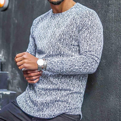 Langarm-T-Shirt | Rundhalsausschnitt | Pullover | Sweater | Herrenbekleidung-Breite Streifen-S-Chaps Herrenmode