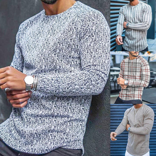 Langarm-T-Shirt | Rundhalsausschnitt | Pullover | Sweater | Herrenbekleidung-Weiß/Schwarz-S-Chaps Herrenmode