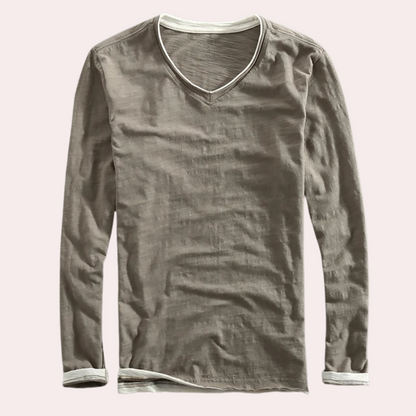 Langarm-T-Shirt | V-Ausschnitt | Langarm-Shirts | Herrenbekleidung-Chaps Herrenmode