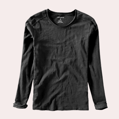 Langarm-T-Shirt | V-Ausschnitt | Langarm-Shirts | Herrenbekleidung-Schwarzes Rundhals-S-Chaps Herrenmode