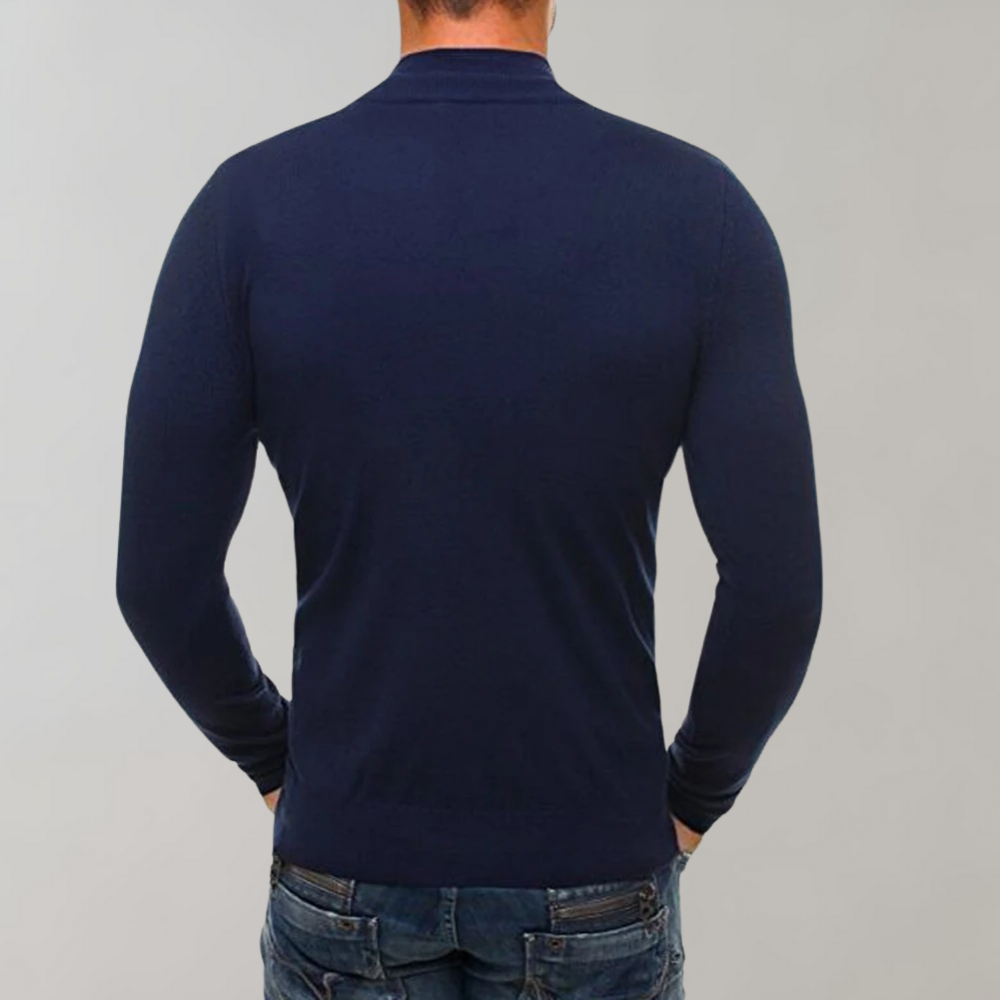 Langarm-T-Shirt – halber Reißverschluss – schmal geschnitten – Shirt mit Viertelreißverschluss – Herren-Shirts-Chaps Herrenmode