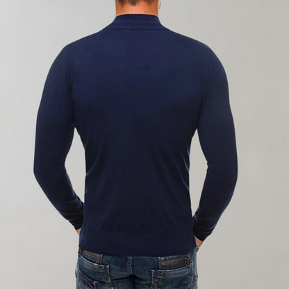 Langarm-T-Shirt – halber Reißverschluss – schmal geschnitten – Shirt mit Viertelreißverschluss – Herren-Shirts-Chaps Herrenmode