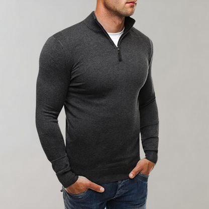 Langarm-T-Shirt – halber Reißverschluss – schmal geschnitten – Shirt mit Viertelreißverschluss – Herren-Shirts-Chaps Herrenmode
