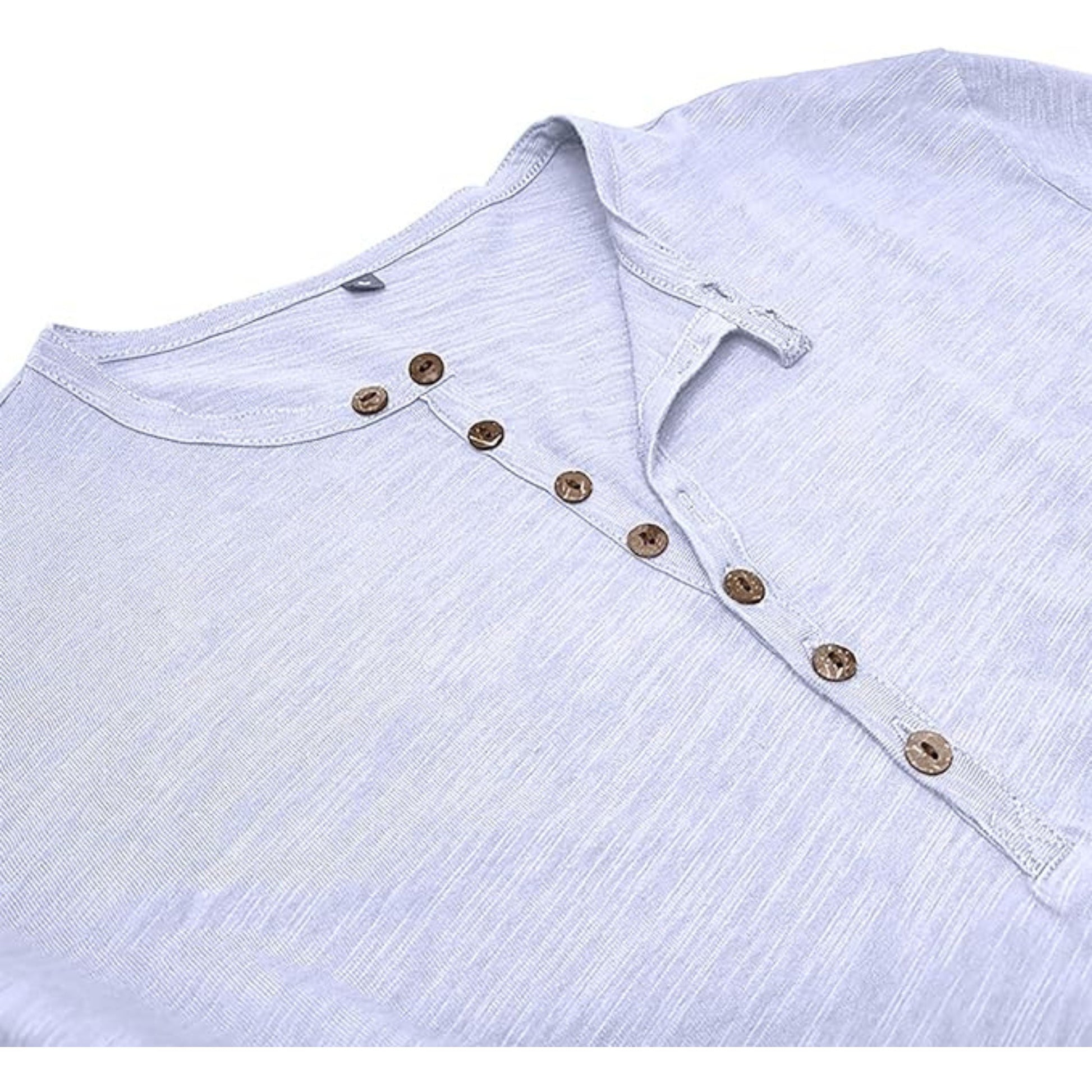 Langärmeliges T-Shirt - Herren Casual Plain Buttoned Up Henley Shirt-Chaps Herrenmode