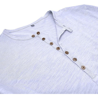Langärmeliges T-Shirt - Herren Casual Plain Buttoned Up Henley Shirt-Chaps Herrenmode