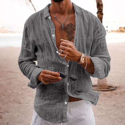 Langarmhemd - Button-Up - Leichtgewicht - Leinenhemd - Herrenhemden-Chaps Herrenmode