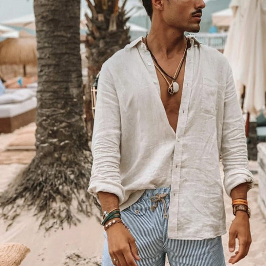 Langarmhemd – leicht – Sommer – Hemd mit Knöpfen – Hemd für Männer-Chaps Herrenmode