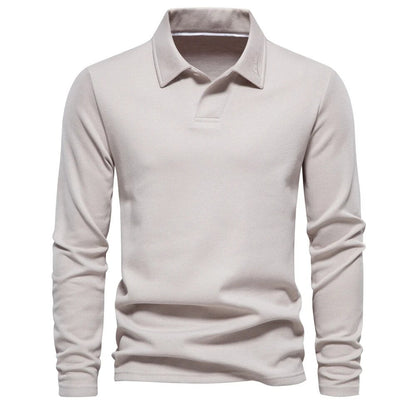 Langärmliges Poloshirt – Klassisches Poloshirt mit Kragen für Männer-Beige-S-Chaps Herrenmode