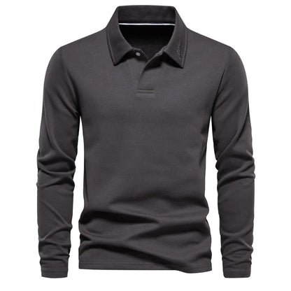 Langärmliges Poloshirt – Klassisches Poloshirt mit Kragen für Männer-Dunkelgrau-S-Chaps Herrenmode
