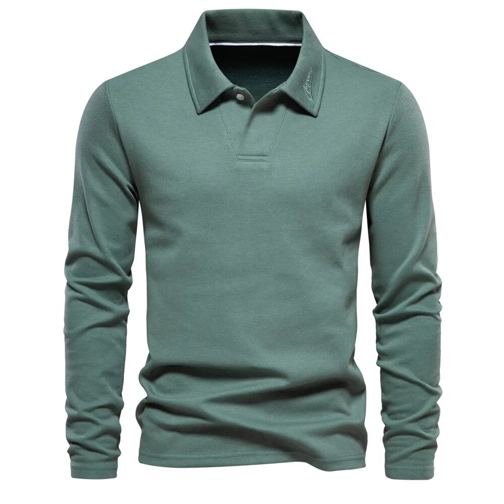 Langärmliges Poloshirt – Klassisches Poloshirt mit Kragen für Männer-Grün-S-Chaps Herrenmode