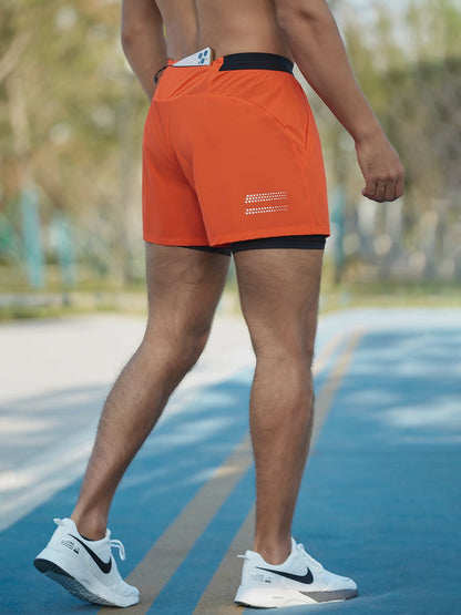 Laufshorts - 2-in-1 - Quick Dry - Gym Shorts - Herrenshorts-Orange-XS-Chaps Herrenmode