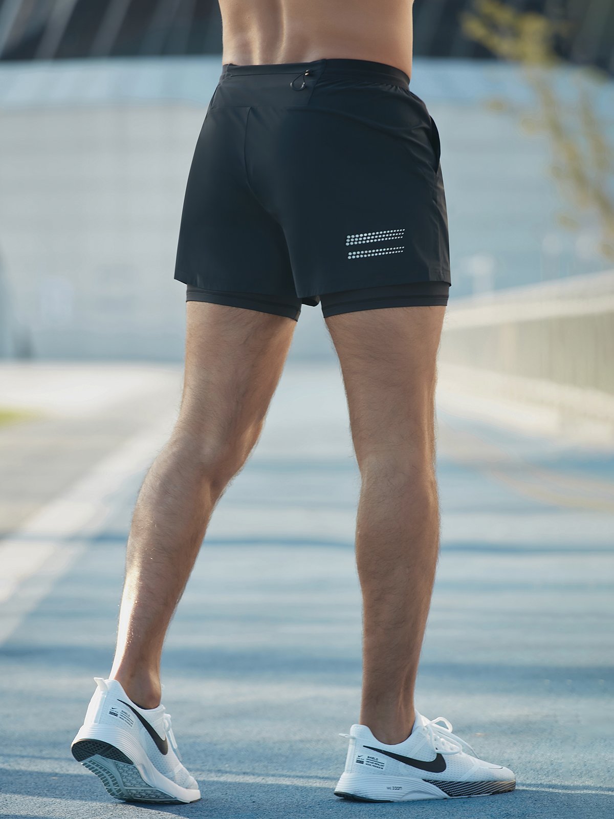Laufshorts - 2-in-1 - Quick Dry - Gym Shorts - Herrenshorts-Schwarz-XS-Chaps Herrenmode