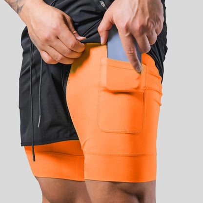 Laufshorts - Herren 2-in-1 Sport Gym Shorts mit Taschen-Chaps Herrenmode