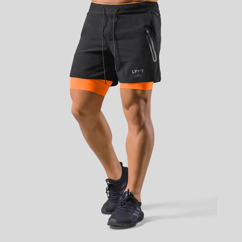 Laufshorts - Herren 2-in-1 Sport Gym Shorts mit Taschen-Chaps Herrenmode