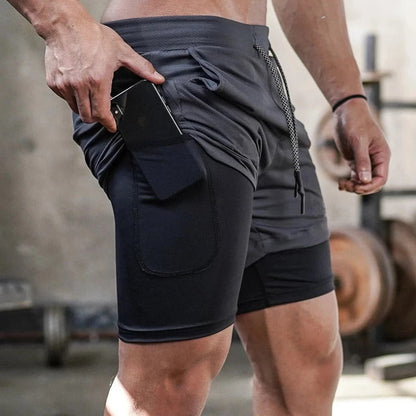 Laufshorts – Schnell trocknend – Kordelzug – 2-in-1-Shorts – Fitnessshorts für Männer-Chaps Herrenmode