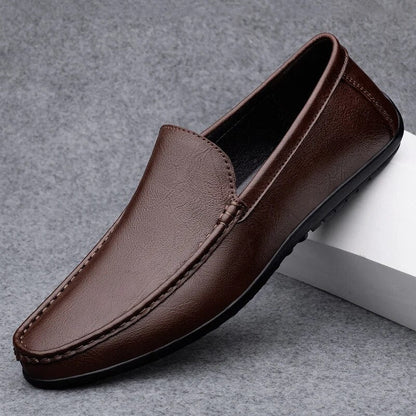 Leder Slipper - Slipper - Bequem - Mokassin - Herrenschuhe-Braun-38-Chaps Herrenmode