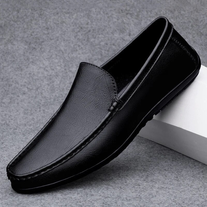 Leder Slipper - Slipper - Bequem - Mokassin - Herrenschuhe-Schwarz-38-Chaps Herrenmode