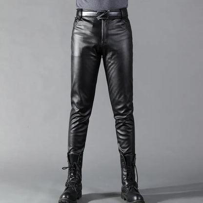 Lederhosen - Herren Kunstleder Slim Fit Stretchhosen-30-Chaps Herrenmode