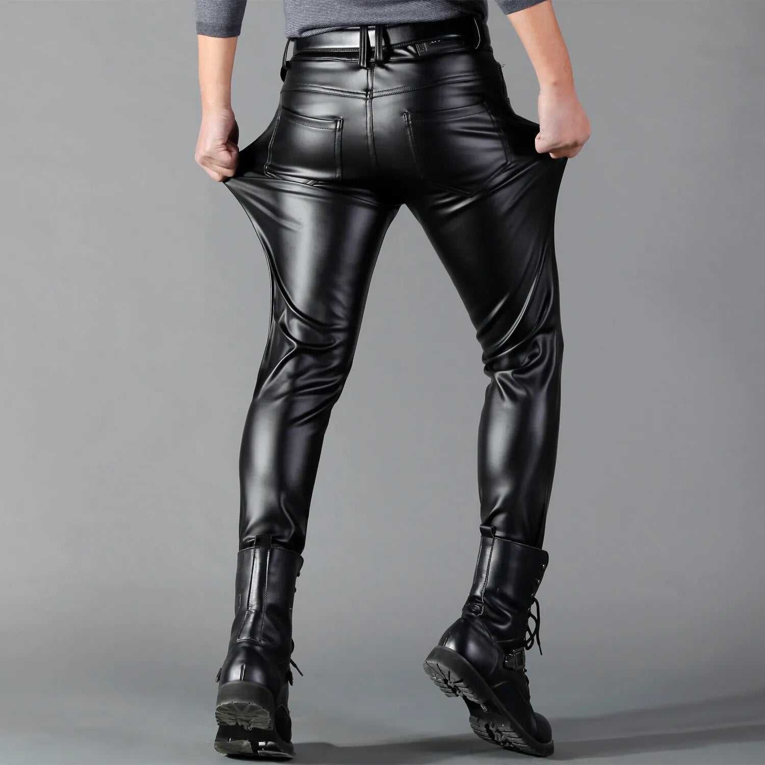 Lederhosen - Herren Kunstleder Slim Fit Stretchhosen-Chaps Herrenmode