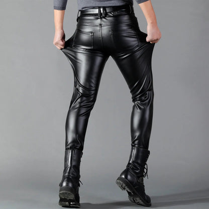 Lederhosen - Herren Kunstleder Slim Fit Stretchhosen-Chaps Herrenmode