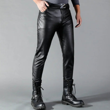 Lederhosen - Herren Kunstleder Slim Fit Stretchhosen-Chaps Herrenmode
