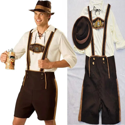 Lederhosen Outfit | Bayerisches Kostüm | Oktoberfest Lederhosen | Jungs Oktoberfest Kostüm | Deutsches Oktoberfest Outfit Männer-Chaps Herrenmode