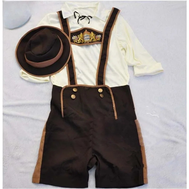 Lederhosen Outfit | Bayerisches Kostüm | Oktoberfest Lederhosen | Jungs Oktoberfest Kostüm | Deutsches Oktoberfest Outfit Männer-Chaps Herrenmode