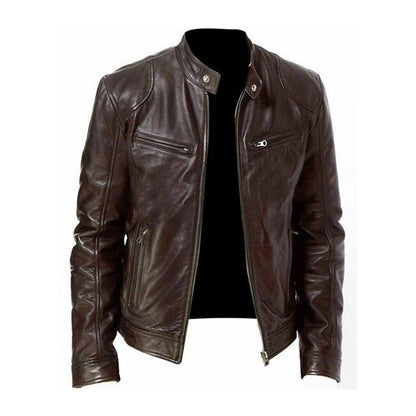 Lederjacke – Klassische Herren-Bikerjacke mit Reißverschluss für den Herbst-Auburn-XS-Chaps Herrenmode