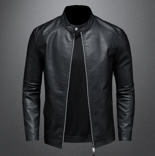 Lederjacke – Reißverschluss – Slim Fit – Bikerjacke – Herren-Lederjacke-S-Chaps Herrenmode