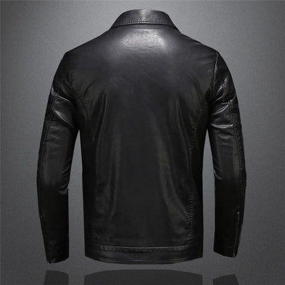 Lederjacke | Schmaler Schnitt | Reißverschluss | Schwarze Jacke | Herren-Lederjacke-Chaps Herrenmode