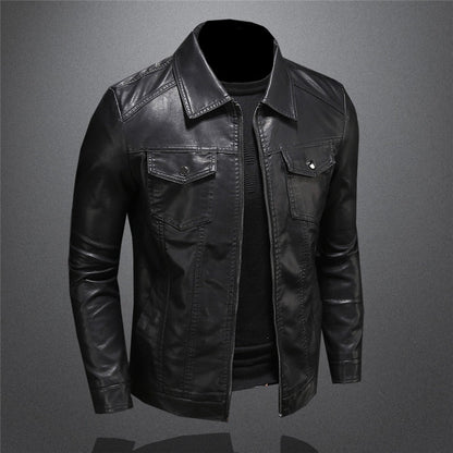 Lederjacke | Schmaler Schnitt | Reißverschluss | Schwarze Jacke | Herren-Lederjacke-Chaps Herrenmode