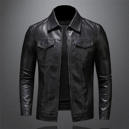 Lederjacke | Schmaler Schnitt | Reißverschluss | Schwarze Jacke | Herren-Lederjacke-Schwarz-XS-Chaps Herrenmode