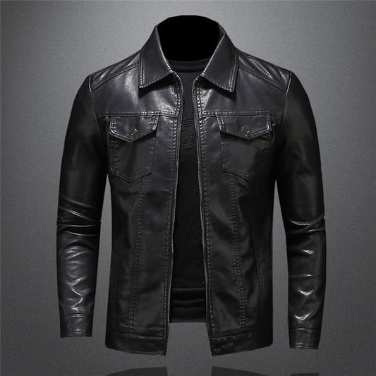 Lederjacke | Schmaler Schnitt | Reißverschluss | Schwarze Jacke | Herren-Lederjacke-Schwarz-XS-Chaps Herrenmode