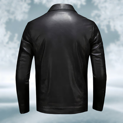 Lederjacke - Slim Zip-Up Stretch Lederjacke für Männer-Chaps Herrenmode