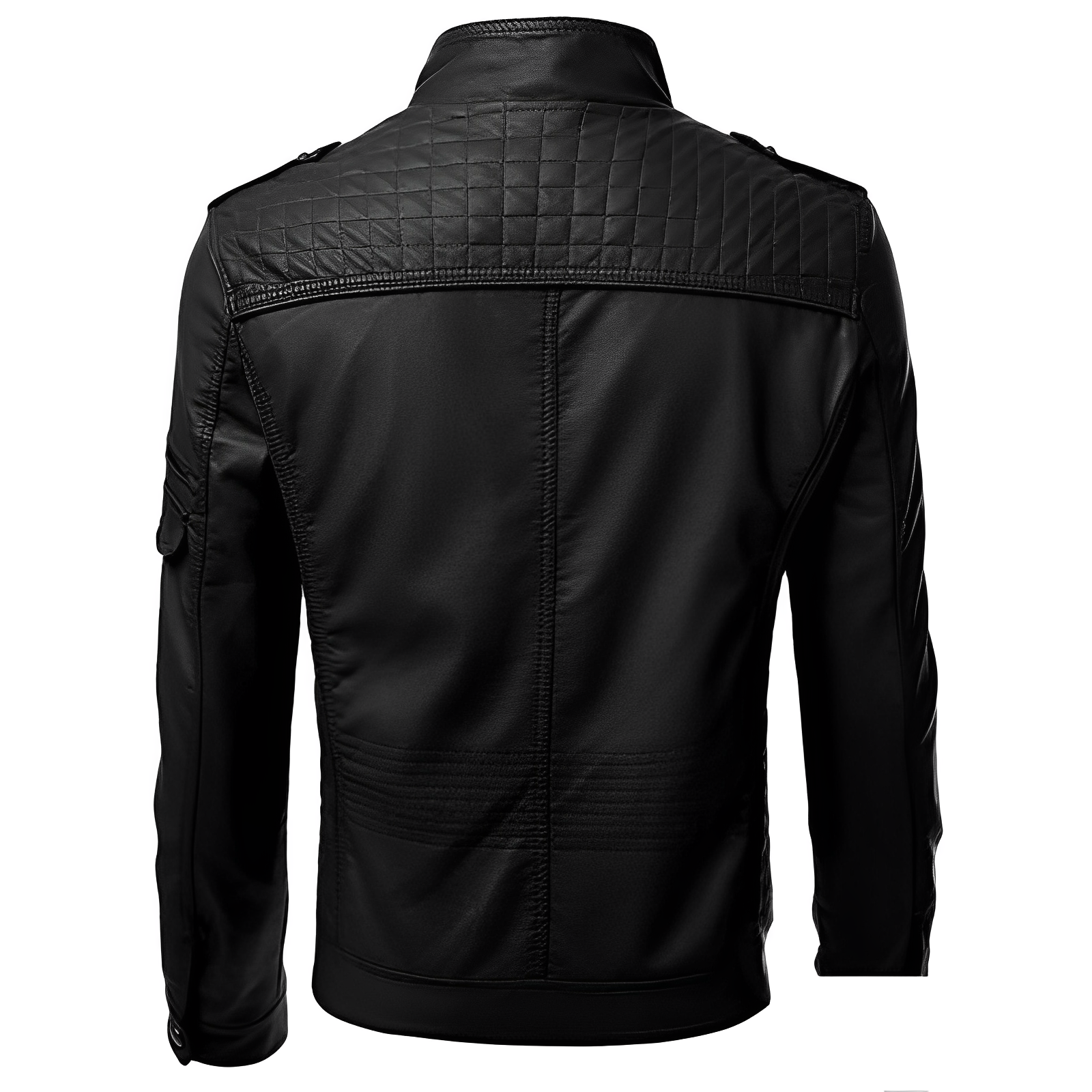 Lederjacke - Zip-Up - Stehkragen - Bikerjacke - Herren Lederjacke-Chaps Herrenmode